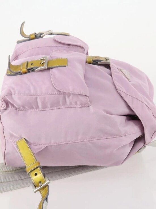 PRADA Backpack Nylon Pink Silver Auth YKZ194